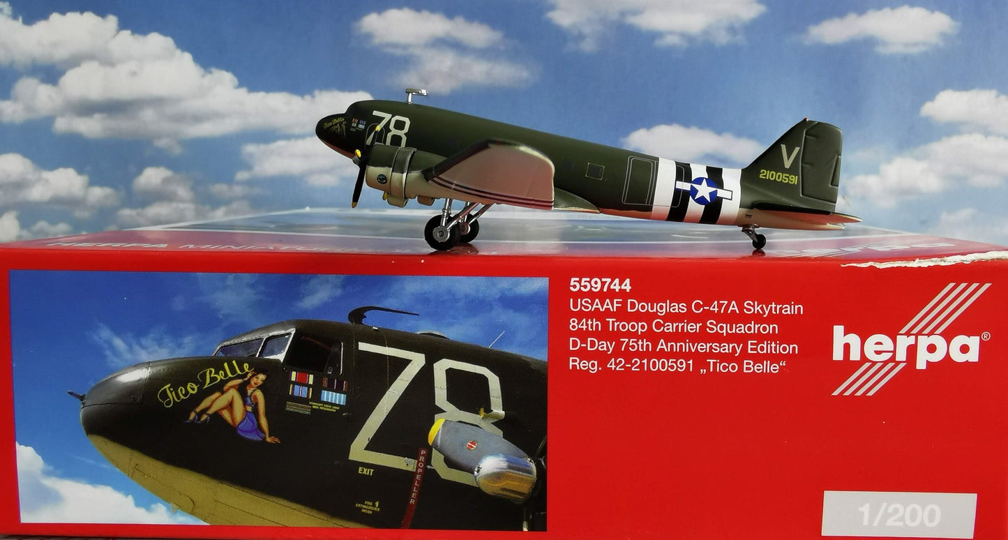 1/200 U.S. Army Air Forces C-47A 84th Troop Carrier Sqn Operation Neptune 75th Anniversary 42-2100591 "Tico Belle"