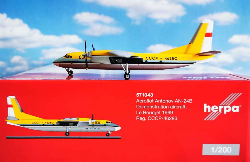 1/200 Aeroflot Antonov AN-24B Demonstration Aircraft Le Bourget 1969 CCCP-46280