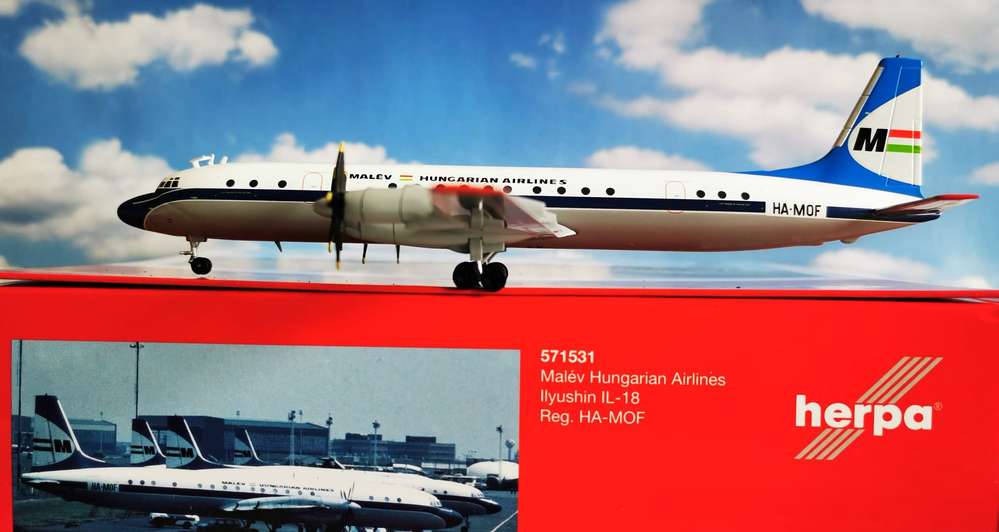 1/200 Malév Hungarian Airlines Ilyushin IL-18 Late Colors HA-MOF
