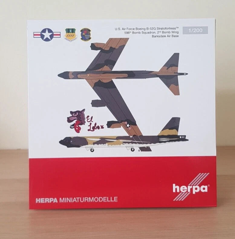 1/200 U.S. Air Force Boeing B-52G Stratofortress 596th Bomb Sqn Operation Secret Squirrel "El Lobo II" 58-0185