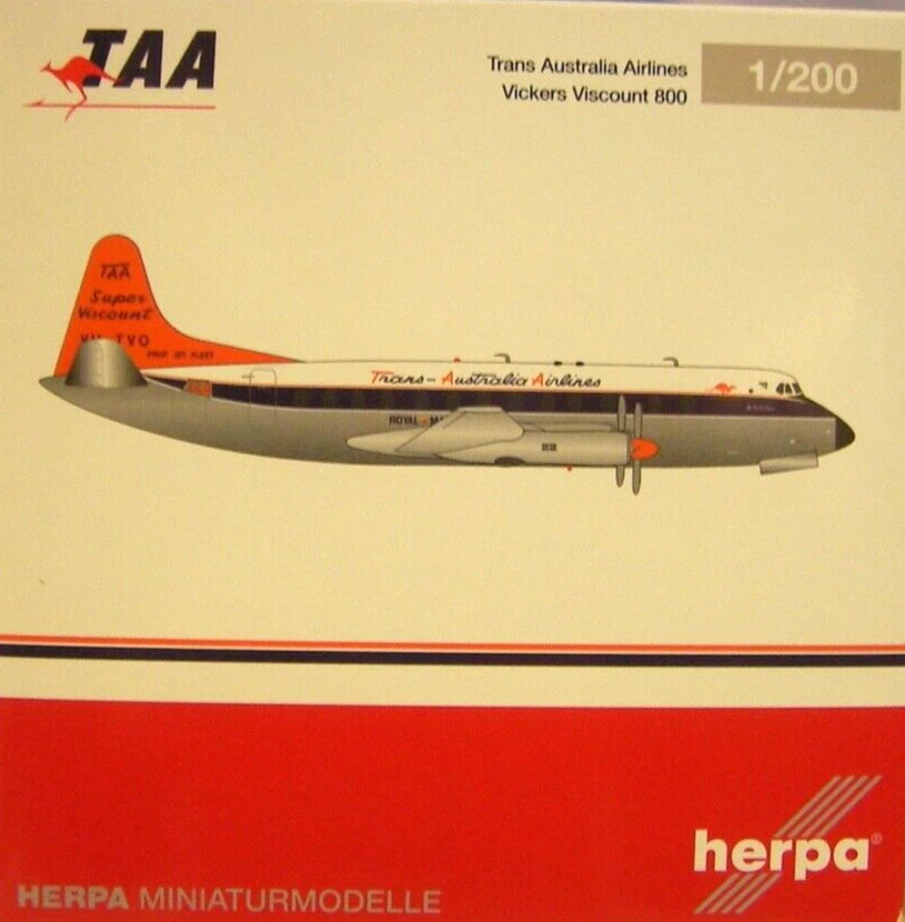 1/200 TAA Trans Australian Airlines Vickers Viscount 800 VH-TVQ "McDouall Stuart"