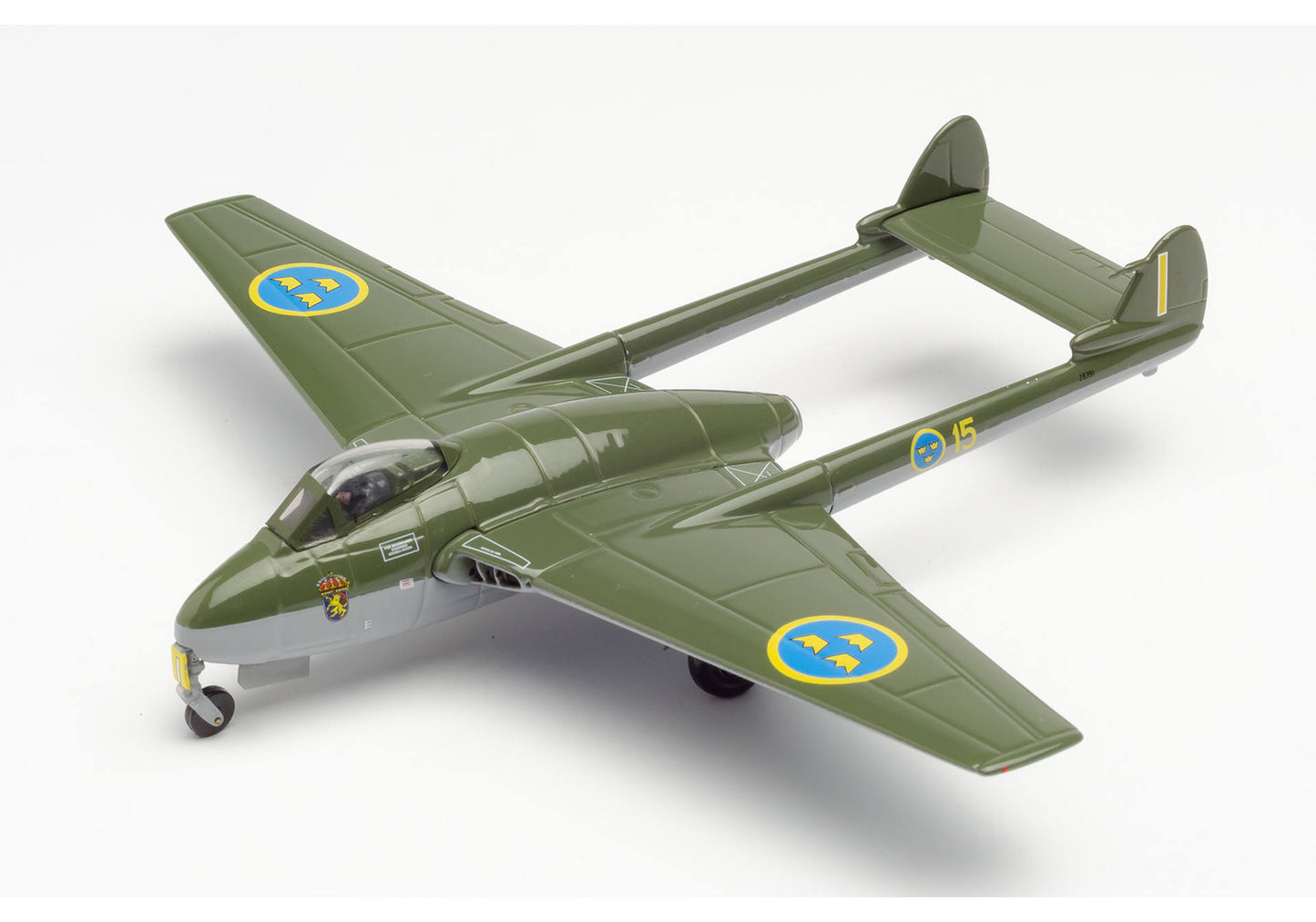 1/72 Royal Swedish Air Force De Havilland Vampire J 28B (FB.50) F 15 (Hälsinge Air Force Wing) Söderhamn Air Base 28219 / Yellow I