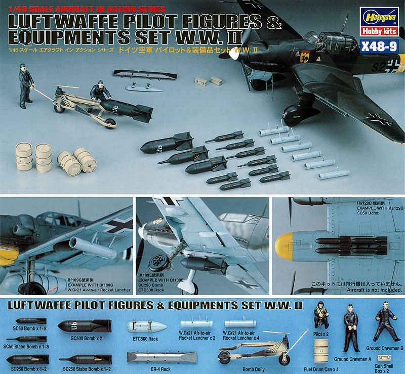 1/48 LUFTWAFFE PILOT FIGURES and EQUIPMENTS SET W.W.II AIRCRAFT IN ACTION SERIES