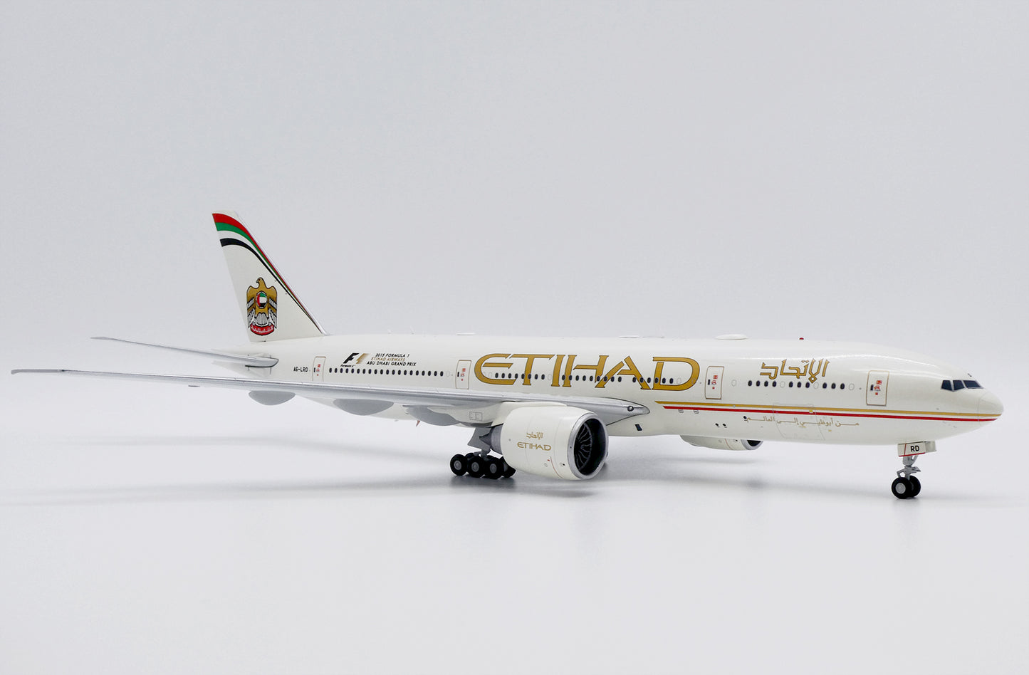 1/200 Etihad Airways Boeing 777-200LR "2015 Formula 1" Reg: A6-LRD with Stand