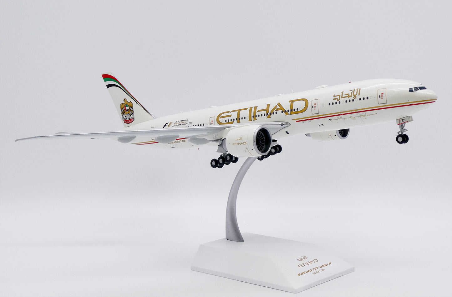 1/200 Etihad Airways Boeing 777-200LR "2015 Formula 1" Reg: A6-LRD with Stand