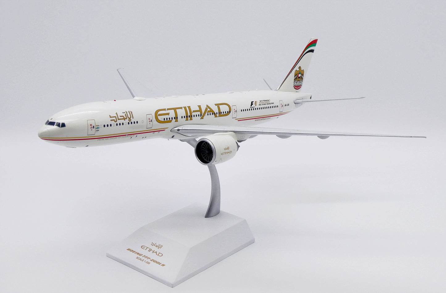 1/200 Etihad Airways Boeing 777-200LR "2015 Formula 1" Reg: A6-LRD with Stand