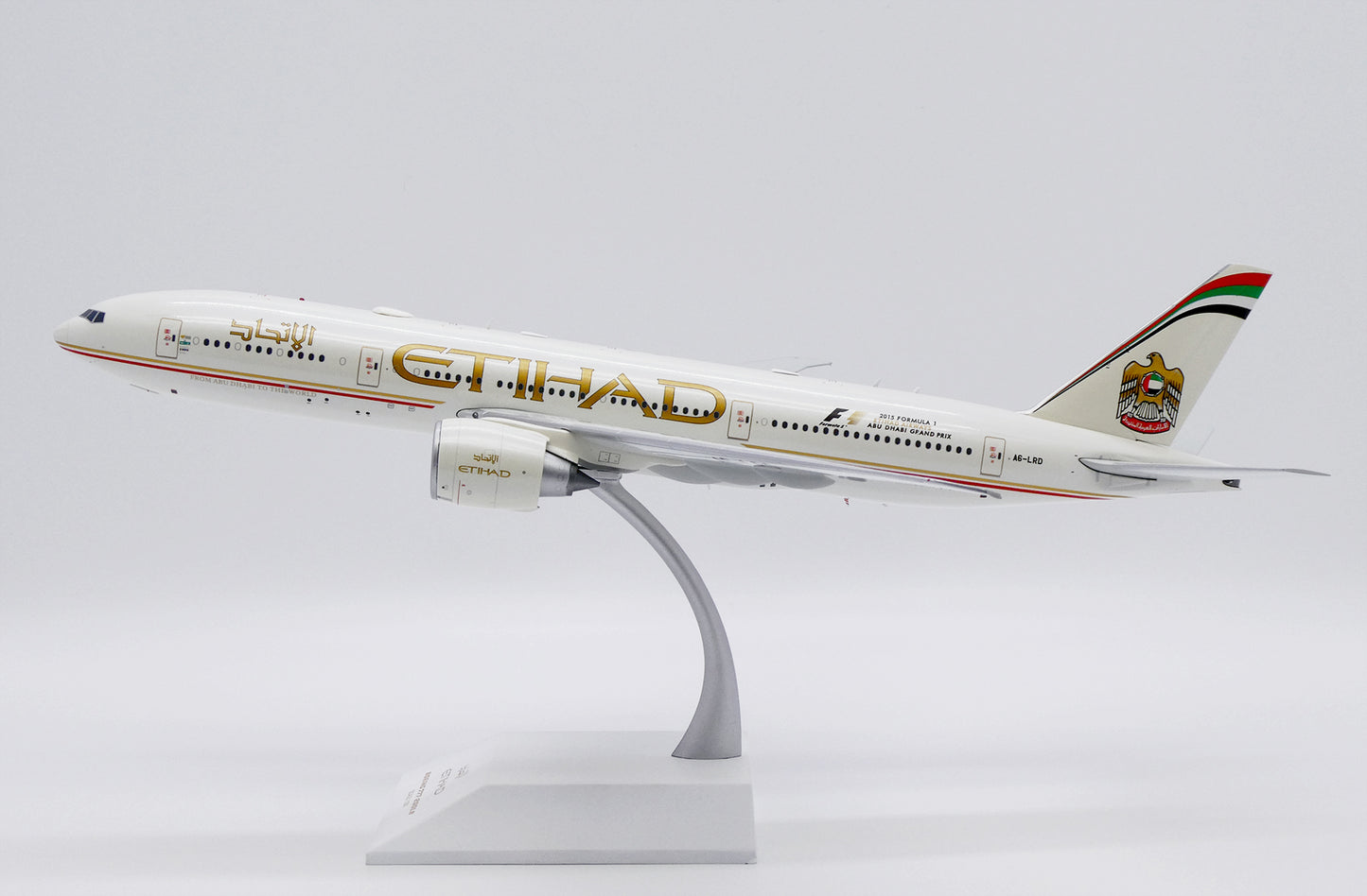 1/200 Etihad Airways Boeing 777-200LR "2015 Formula 1" Reg: A6-LRD with Stand
