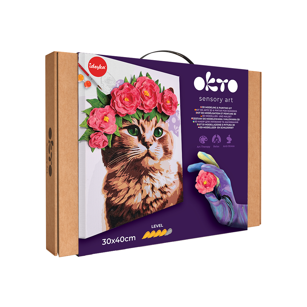 3D Modeling+Painting Kit 30x40cm - A Cat in a Flower Crown