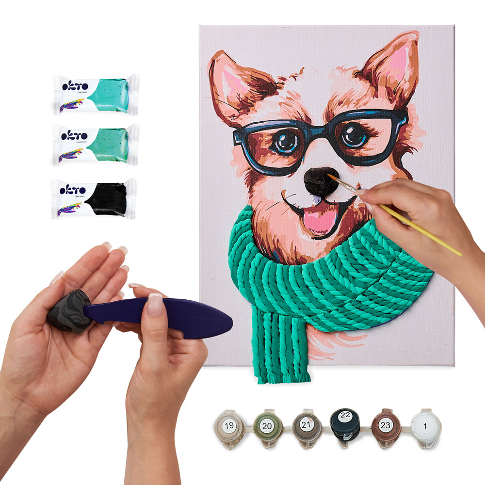 3D Modeling+Painting Kit 30x40cm - Fashion Corgi