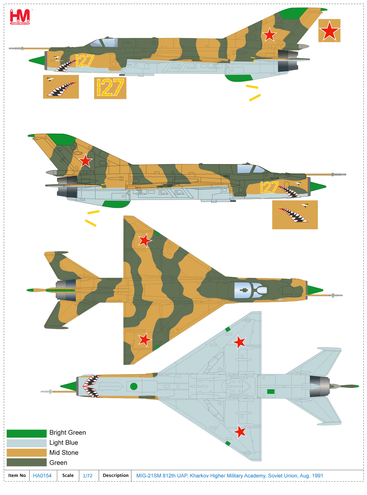 1/72 MIG-21SM 812th UAP Kharkov Higher Military Academy Soviet Union Aug. 1991
