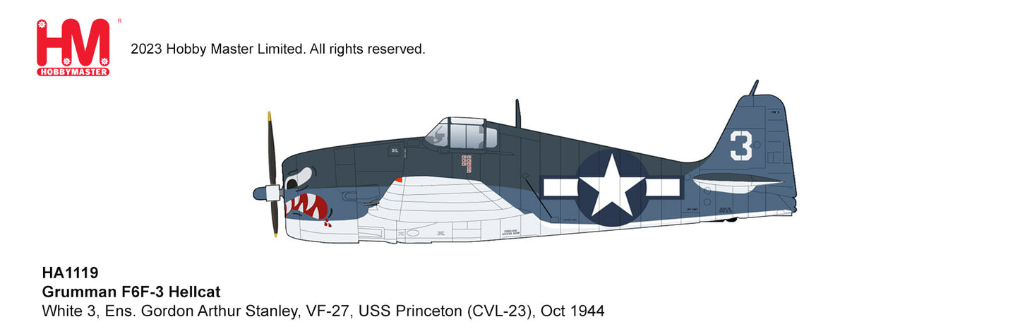 1/72 F6F-3 Hellcat White 3 Ens. Gordon Arthur Stanley VF-27 USS Princeton Oct 1944