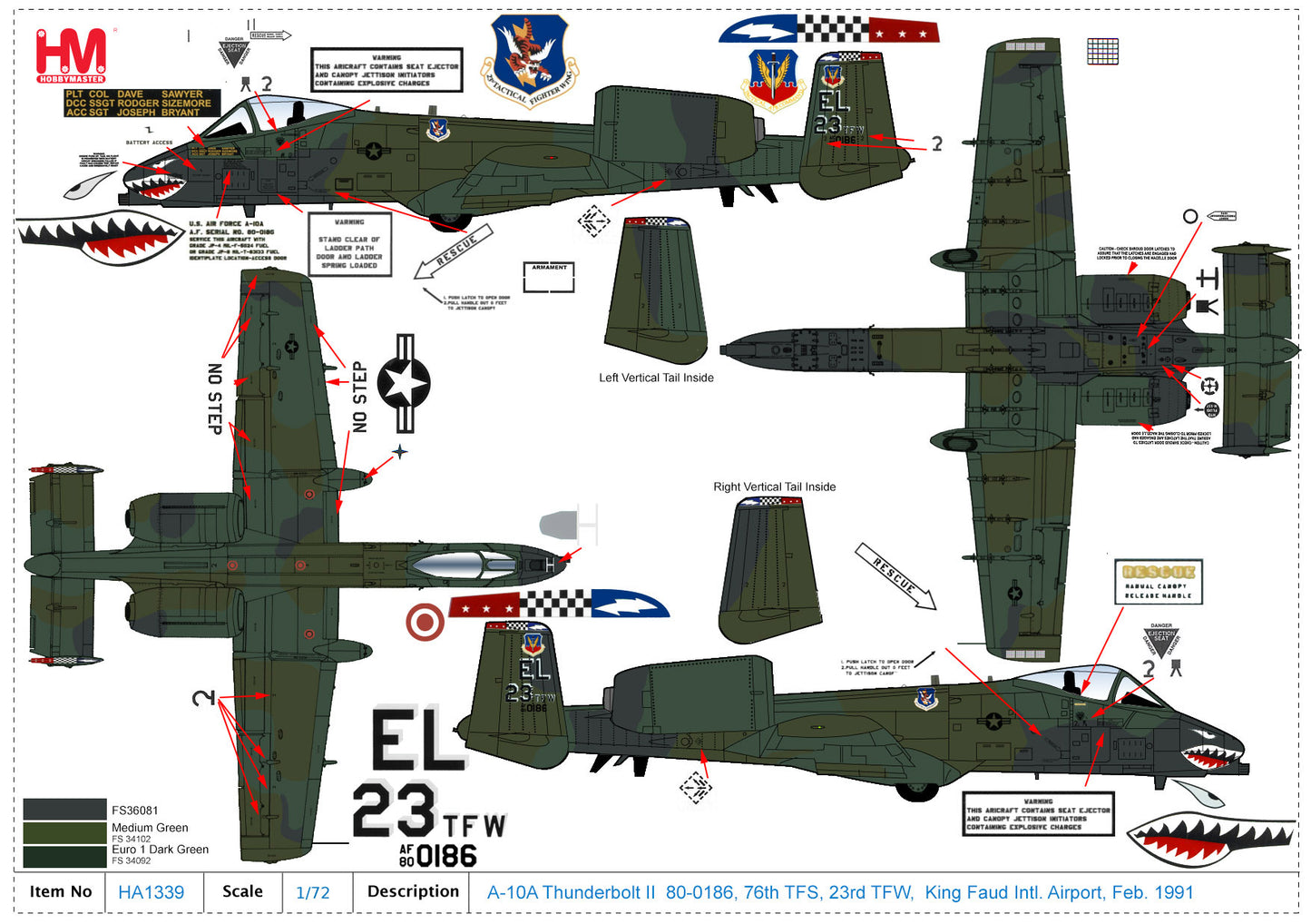1/72 A-10A Thunderbolt II 80-0186 23rd TFW King Fahd Intl. Aiport Feb 1991