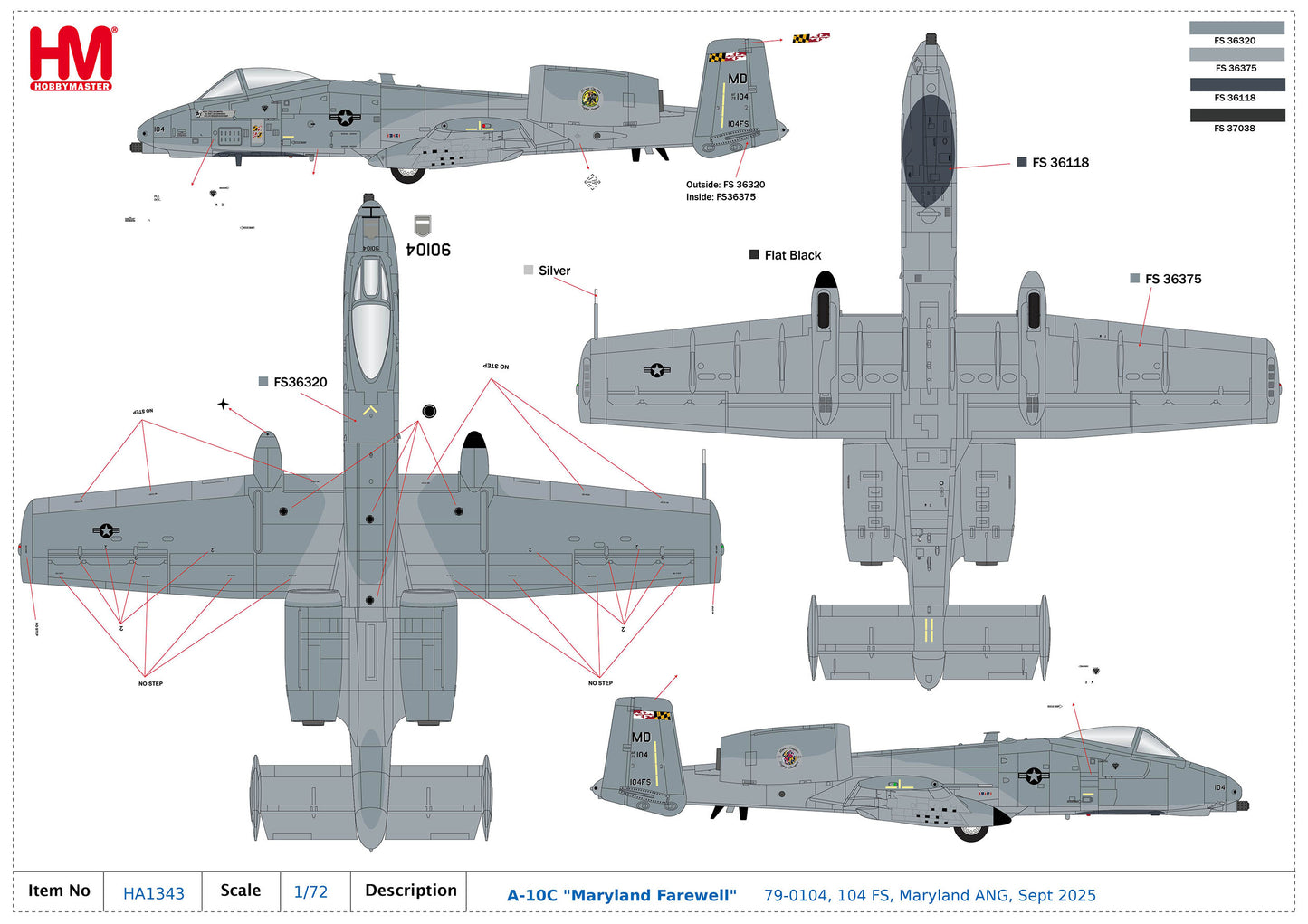 1/72 A-10C "Maryland Farewell" 79-0104 104 FS Maryland ANG Sept 2025
