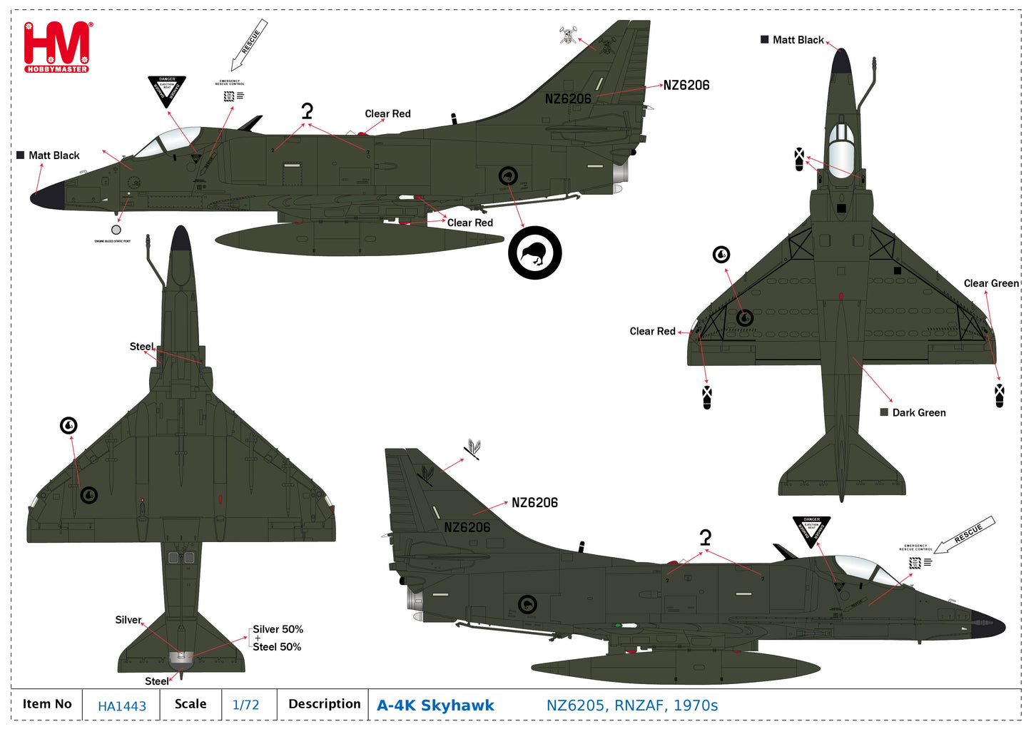 1/72 A-4K Skyhawk NZ6205 RNZAF 1970s