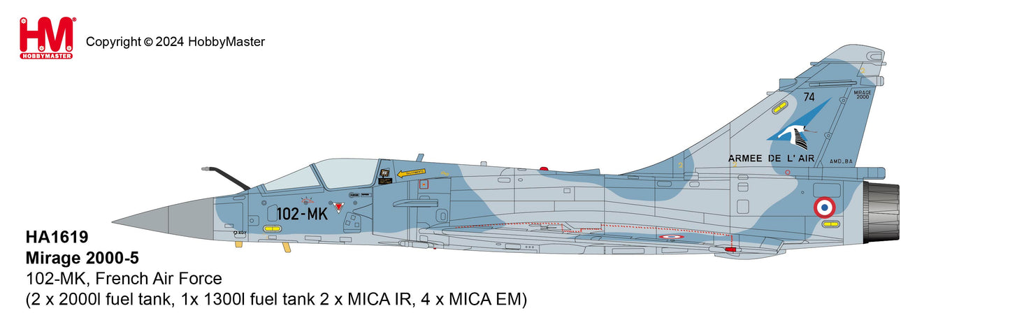 1/72 Mirage 2000-5 102-MK, French Air Force (2 x 2000l Fuel Tank, 1x 1300l Fuel Tank 2 x MICA IR, 4 x MICA EM)