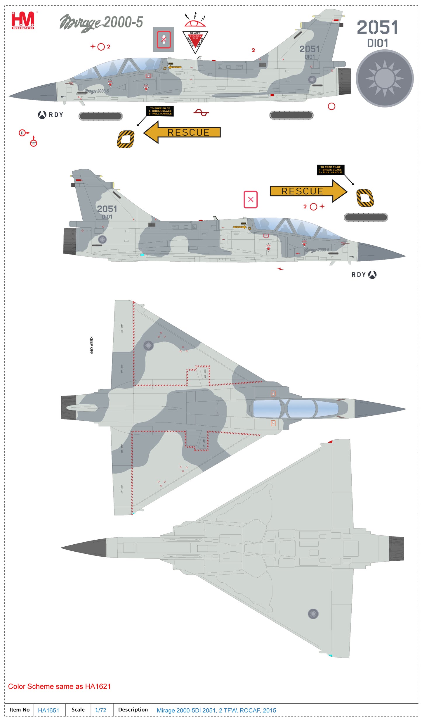 1/72 Mirage 2000-5DI 2051/DI01, 2nd TFW, ROCAF, 2014