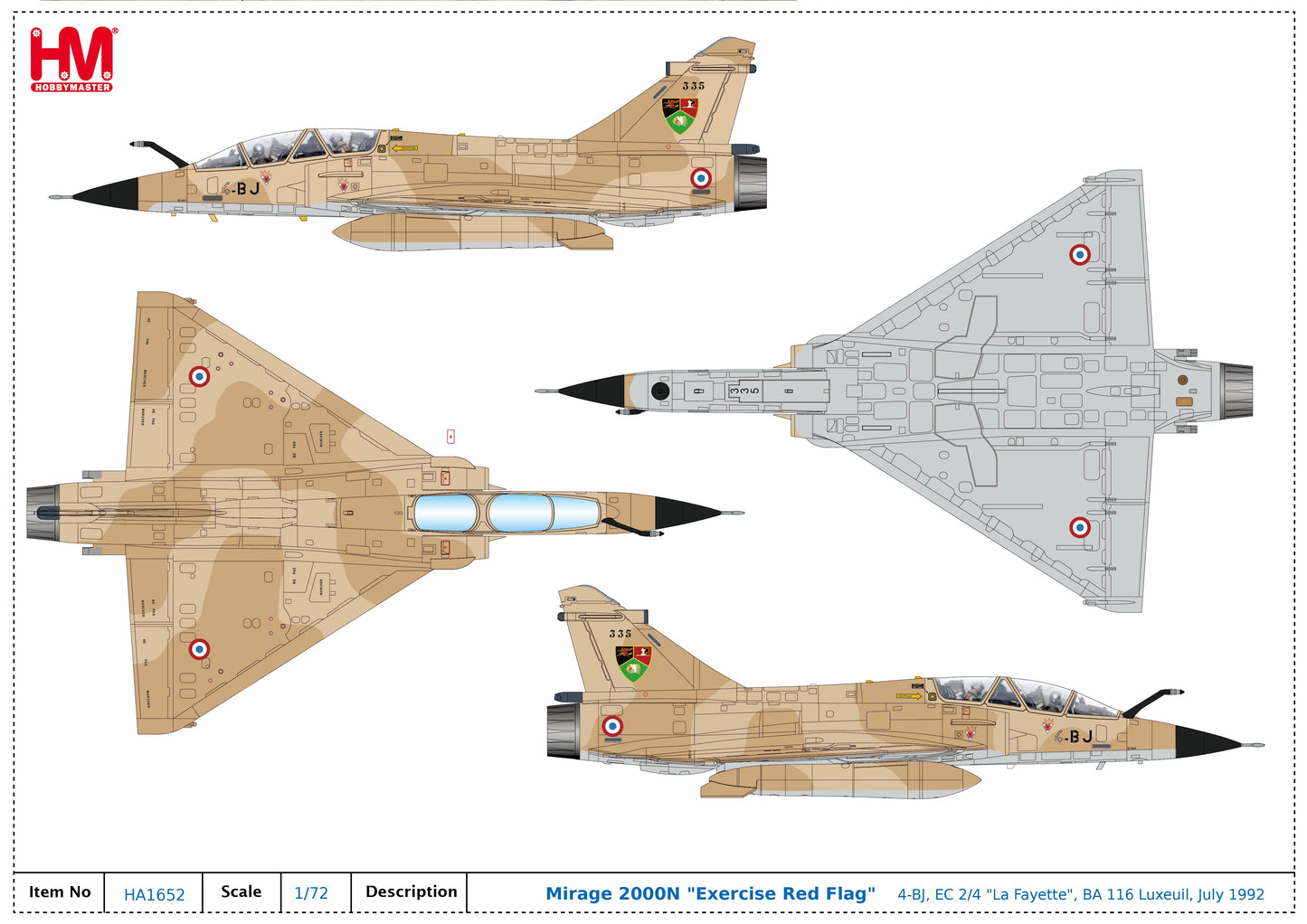 1/72 Mirage 2000N "Exercise Red Flag" 4-BJ, EC 2/4 "La Fayette", BA 116 Luxeuil, July 1992