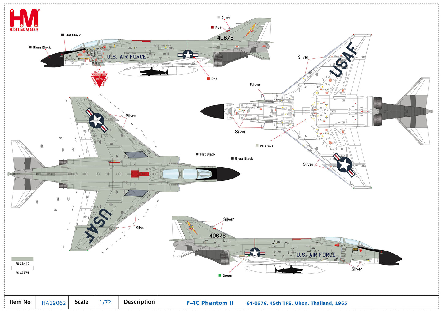 1/72 F-4C Phantom II 64-0676 45th TFS Ubon Thailand 1965