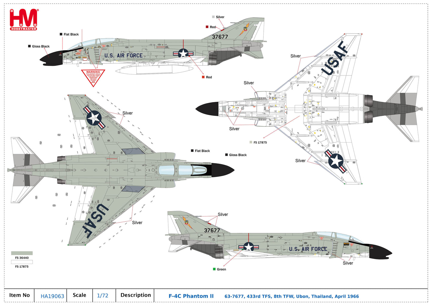 1/72 F-4C Phantom II 63-7677 433rd TFS 8th TFW Ubon Thailand April 1966