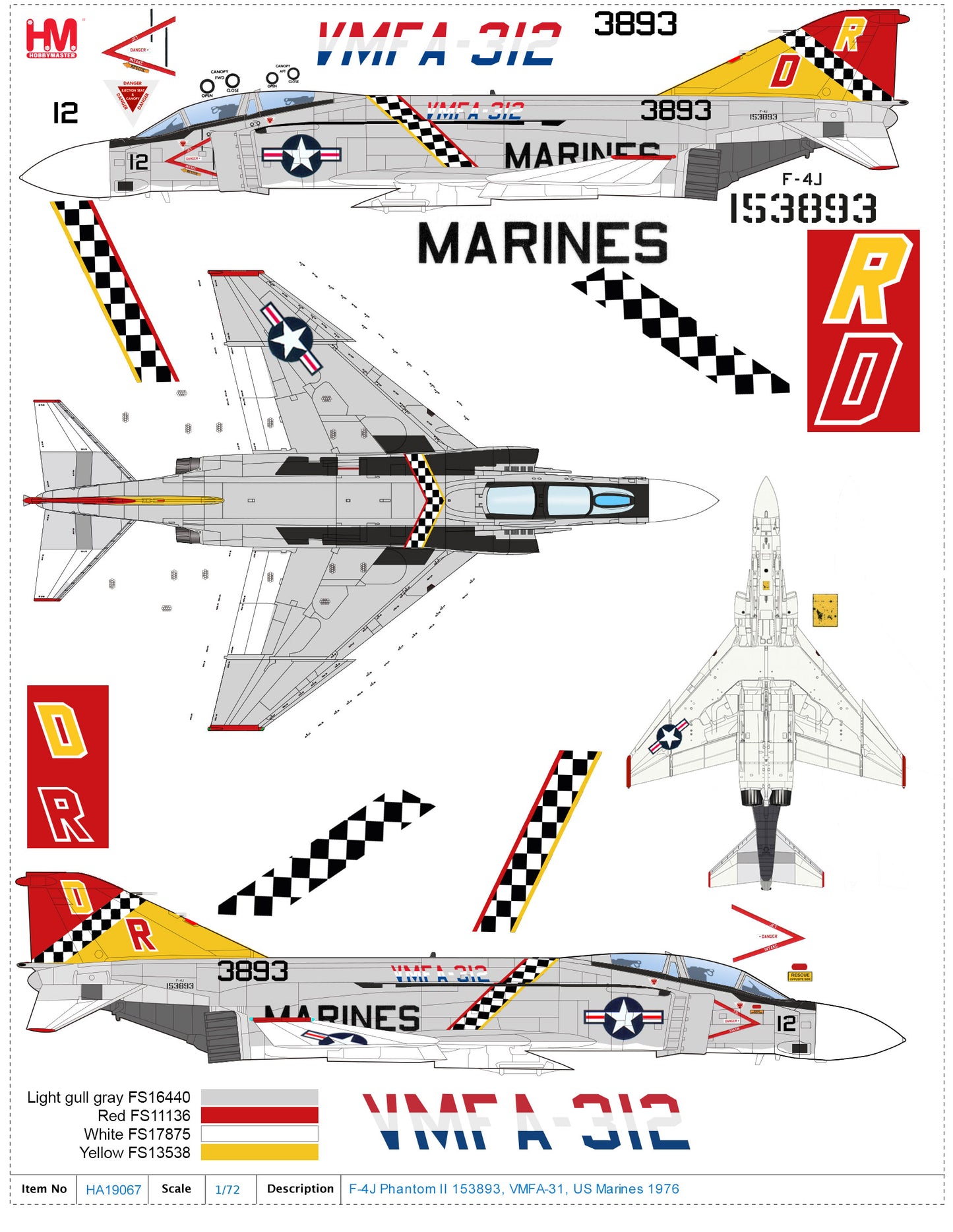 1/72 F-4J Phantom II 153893 VMFA-31 US Marines 1976