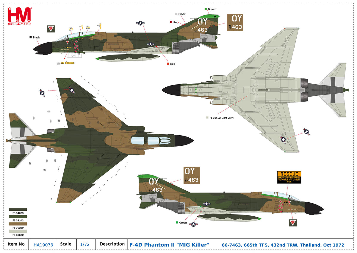 1/72 F-4D Phantom II "MIG Killer" 66-7463 665th TFS 432nd TRW Thailand Oct 1972