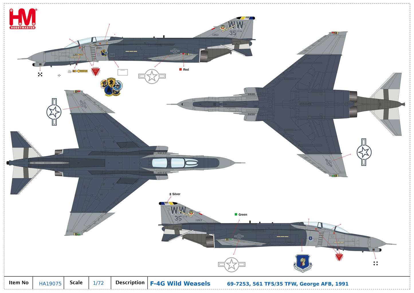 1/72 F-4G Wild Weasels 69-7253 561 TFS/35 TFW George AFB 1991