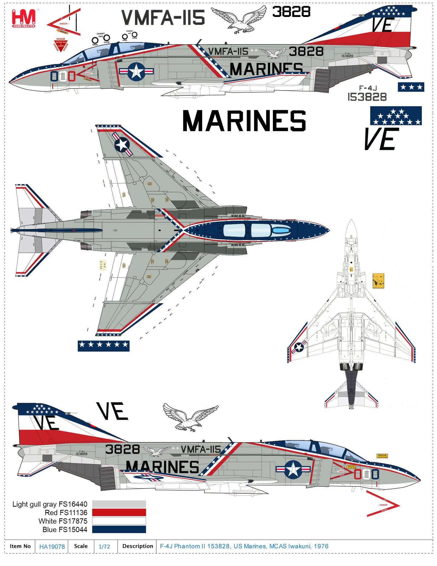 1/72 F-4J Phantom II 153828 US Marines MCAS Iwakuni 1976