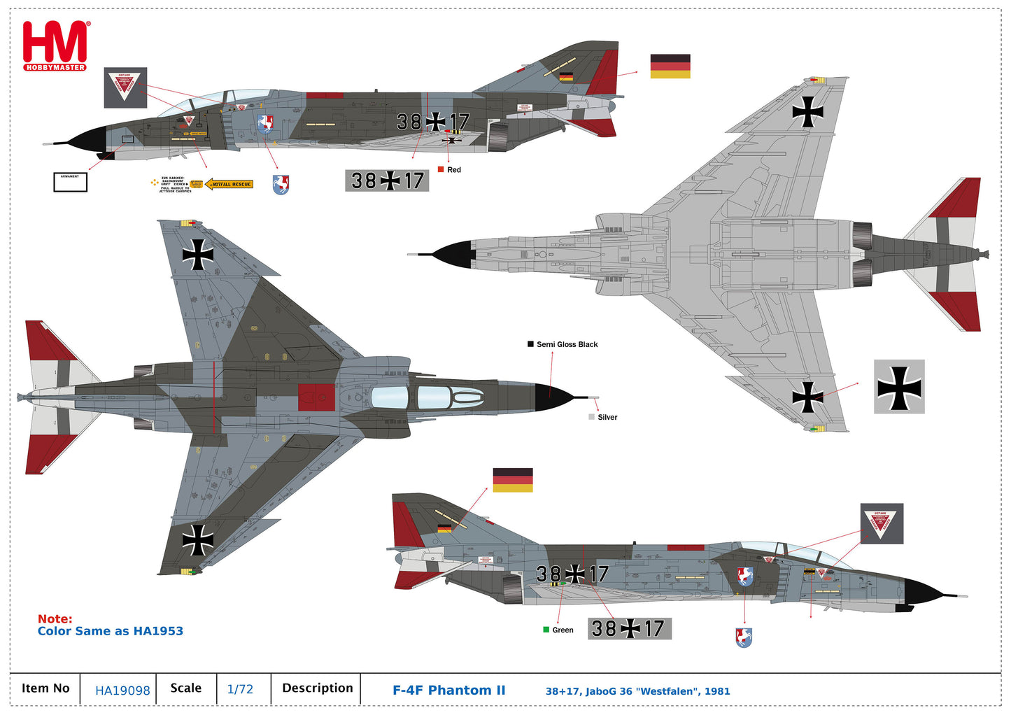 1/72 F-4F Phantom II 38+17 JaboG "Westfalen" 1981