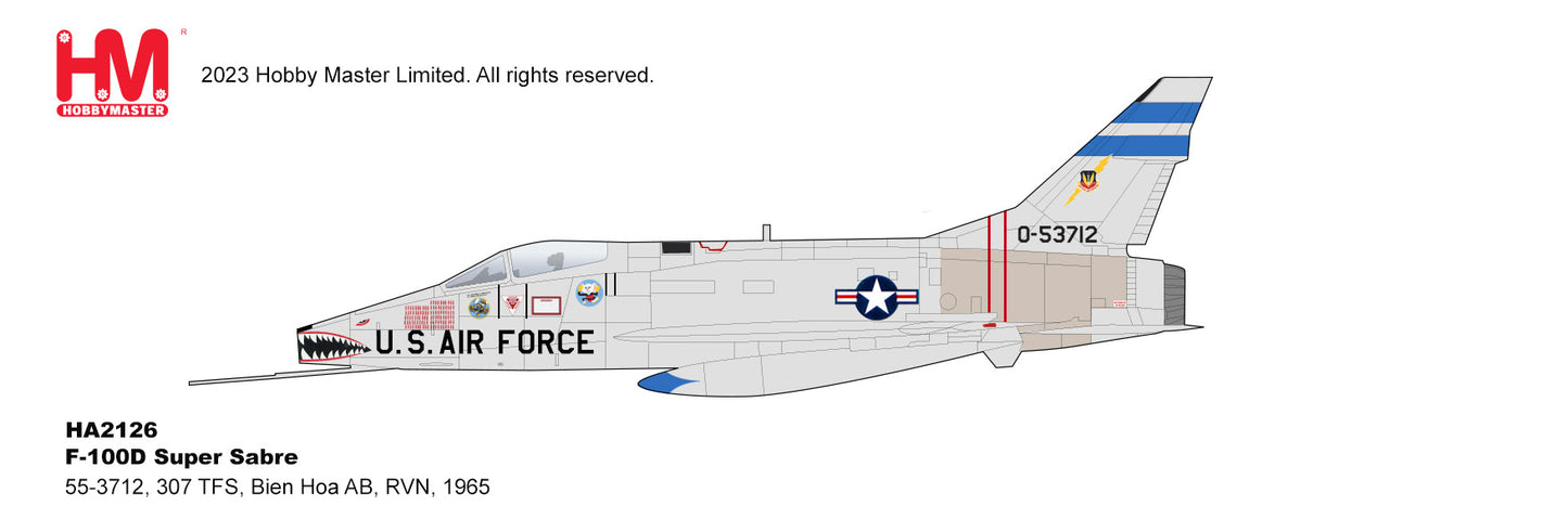 1/72 F-100D Super Sabre 55-3712 307 TFS Bien Hoa AB RVN 1965