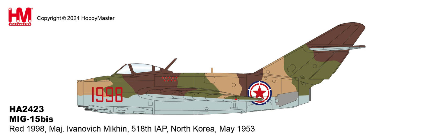 1/72 MIG-15bis Red 1998 Maj. Ivanovich Mikhin 518th IAP North Korea May 1953