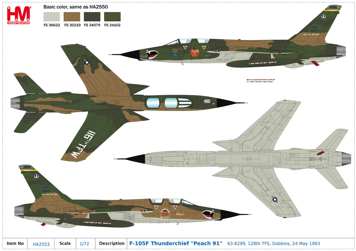 1/72 F-105F Thunderchief "Peach 91" 63-8299 128th TFS Dobbins 24 May 1983