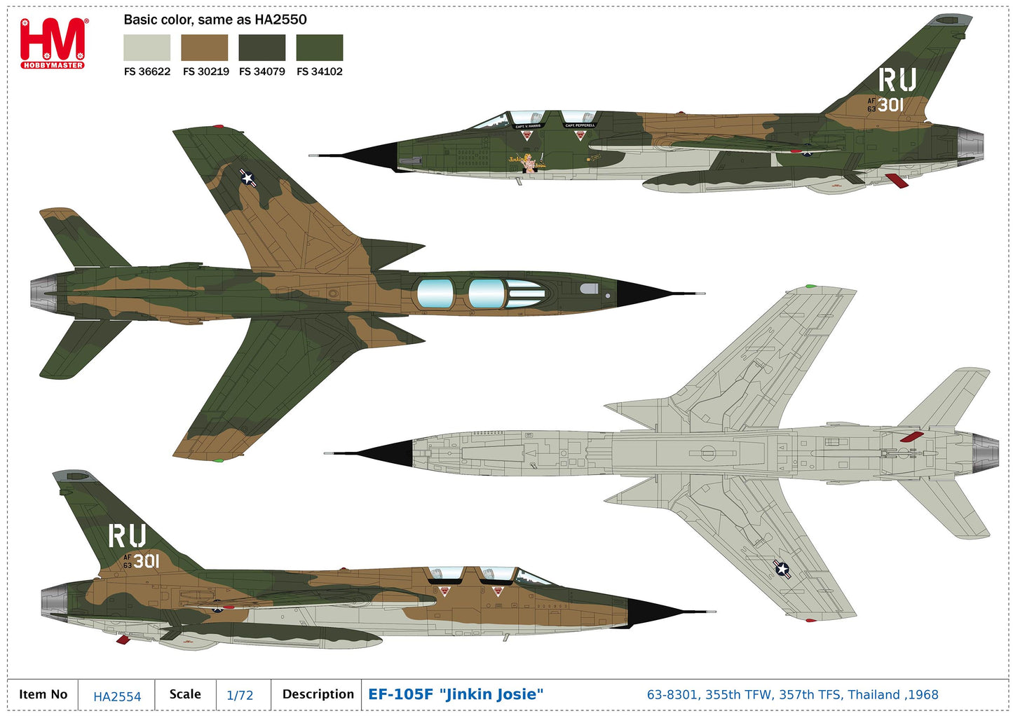 1/72 EF-105F "Jinkin Josie" 63-8301 355th TFW 357th TFS Thailand 1968
