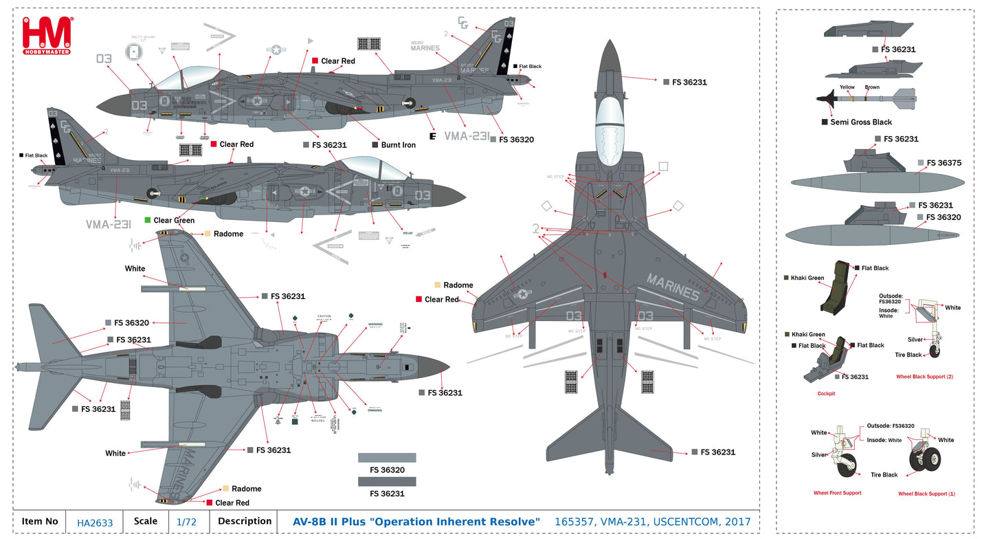 1/72 AV-8B II Plus "Operation Inherent Resolve" 165357 VMA-231 USCENTCOM 2017