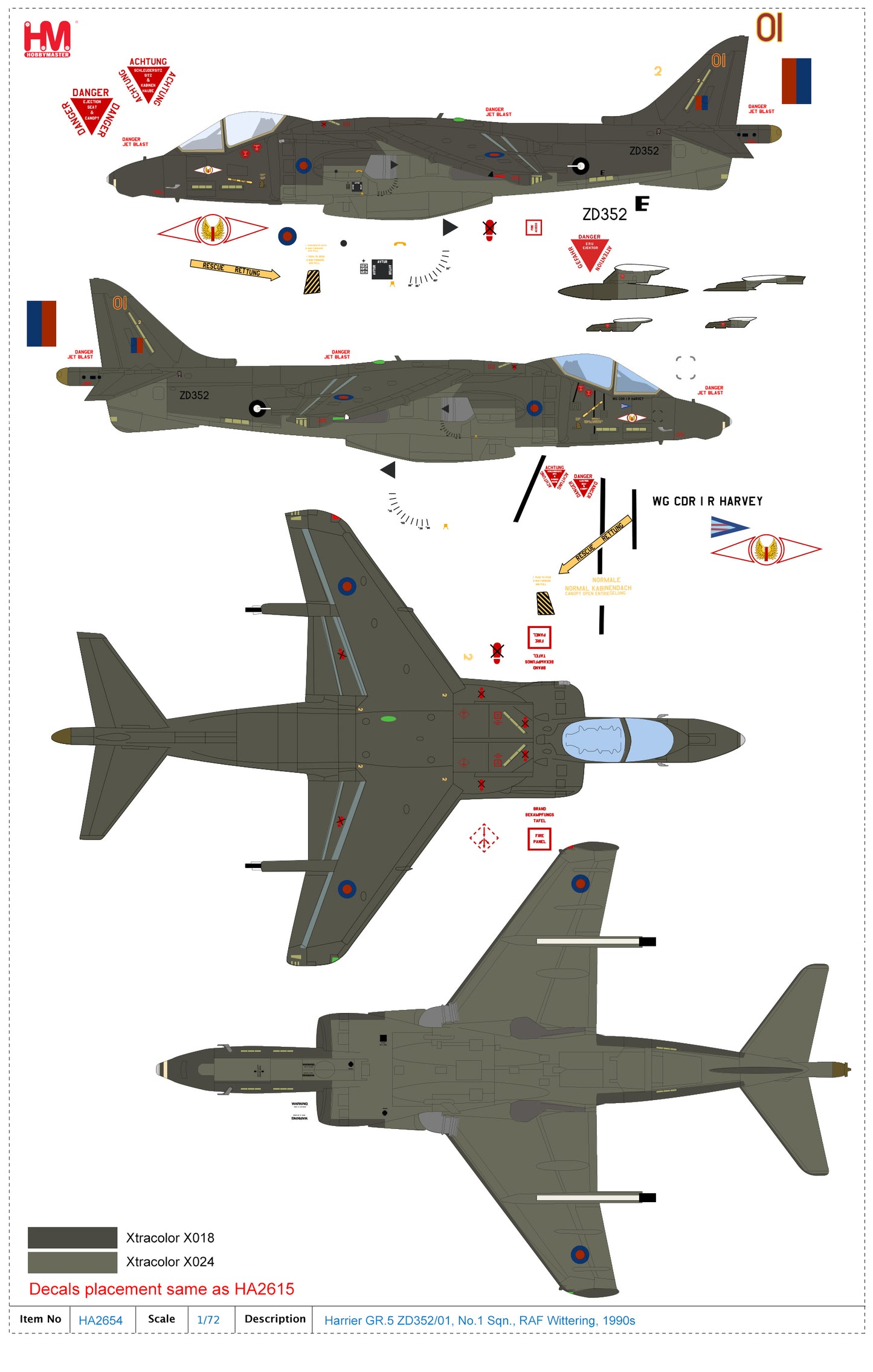 1/72 Harrier GR.5 ZD352/01 No.1 Sqn. RAF Wittering 1990s