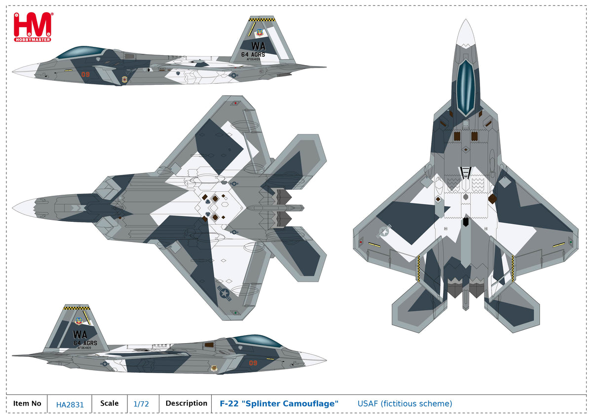 1/72 F-22 "Splinter Camouflage" USAF (Fictitious Scheme)