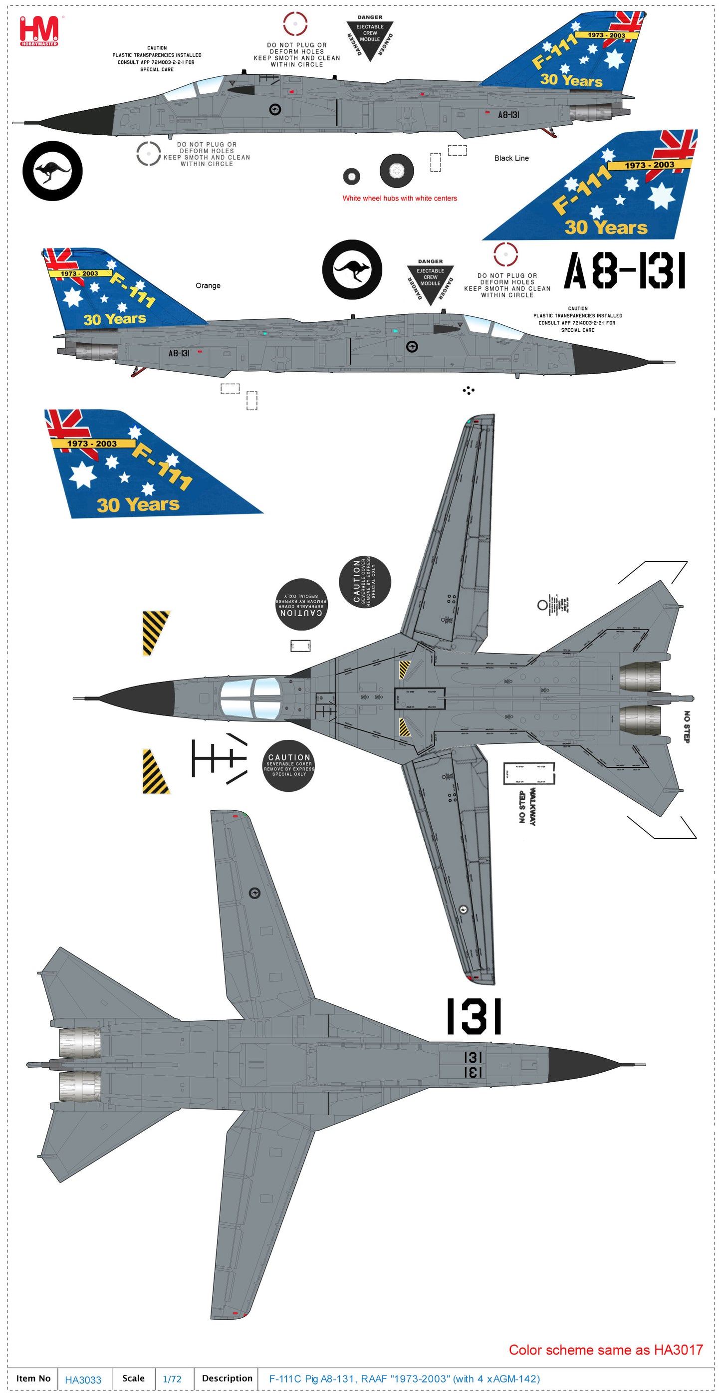 1/72 F-111C Pig A8-131 RAAF "1973-2003" (with 4 x AGM-142)
