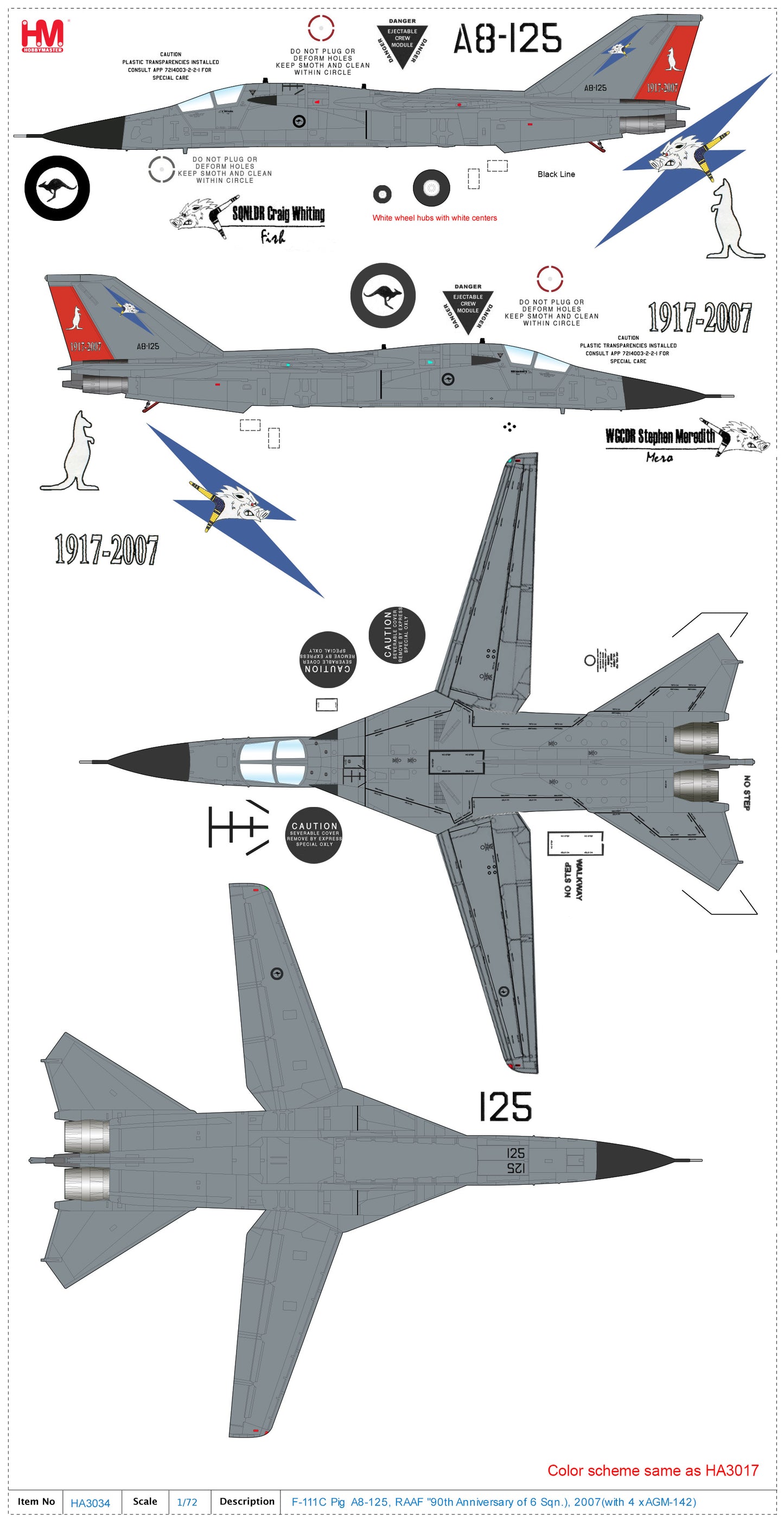 1/72 F-111C Pig A8-125 RAAF "90th Anniversary of 6 Sqn.) 2007 (with 4 x AGM-142)