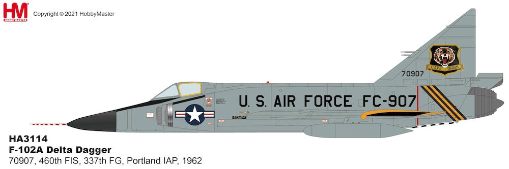 1/72 F-102A Delta Dagger USAF #70907 460th FIS Cave Tigrim 337th FG Portland Air National Guard Base 1962