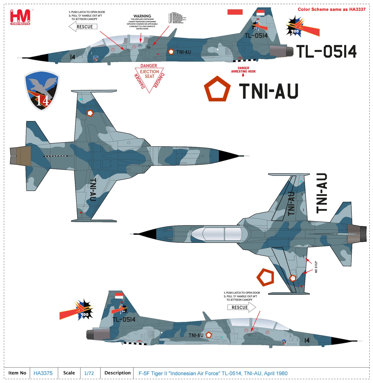1/72 F-5F Tiger II "Indonesian Air Force" TL-0514 TNI-AU April 1980