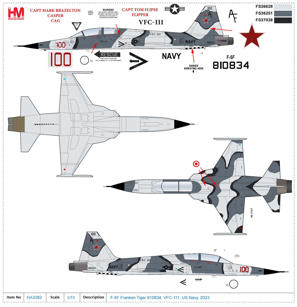 1/72 F-5F Franken Tiger 810834 VFC-111 US Navy 2023