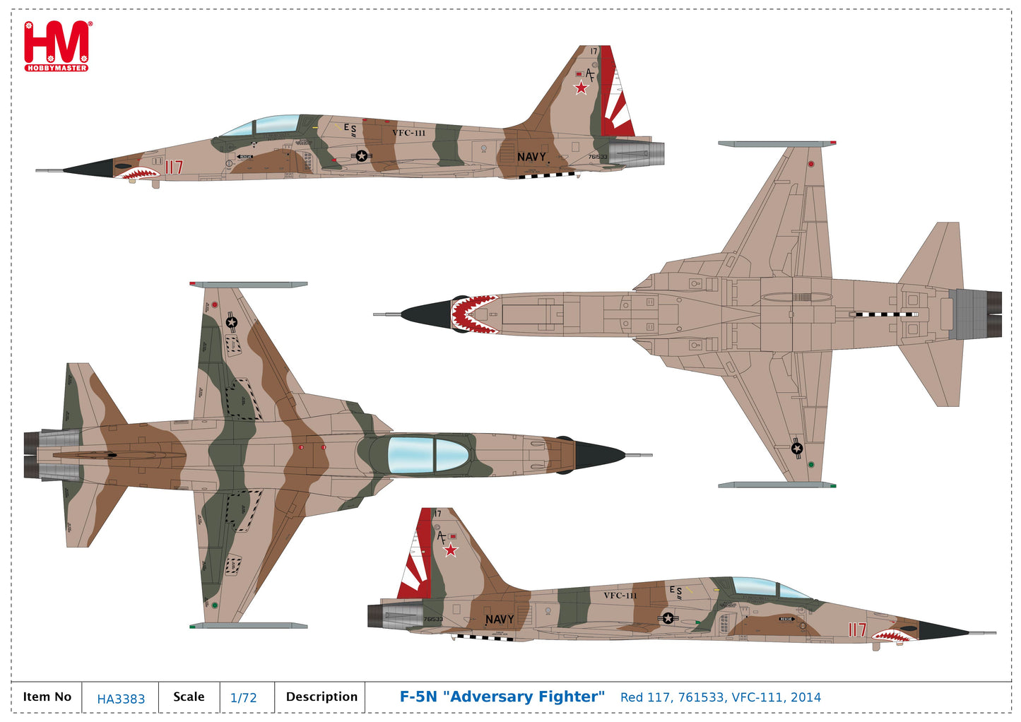 1/72 F-5N "Aversary Fighter" Red 117 761533 VFC-111 2014