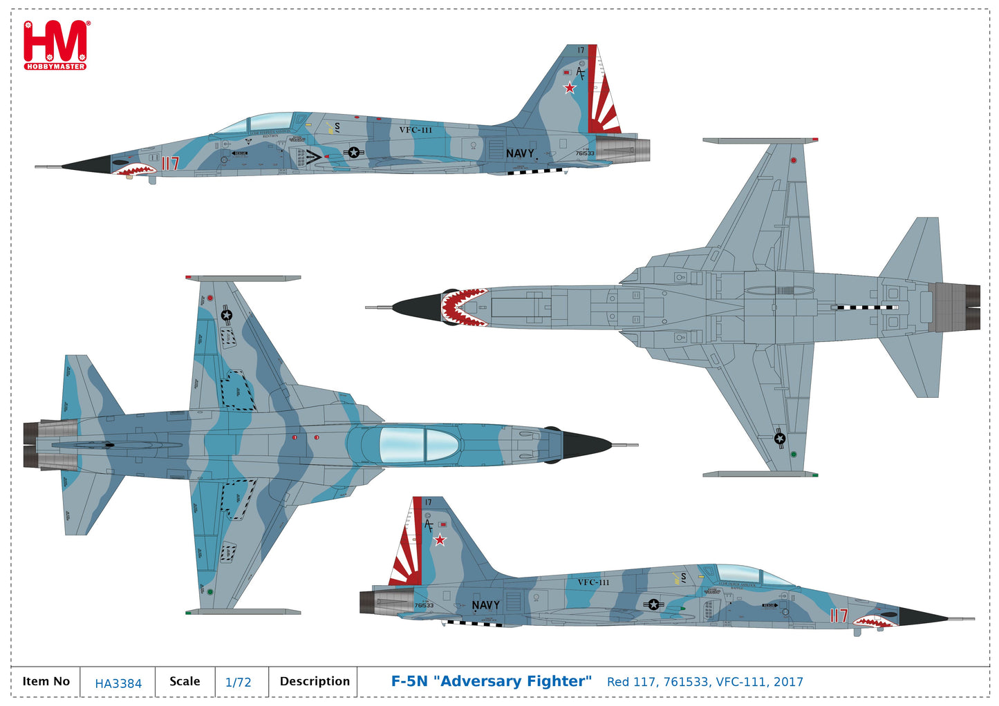1/72 F-5N "Adversary Fighter" Red 117 761533 VFC-111 2017