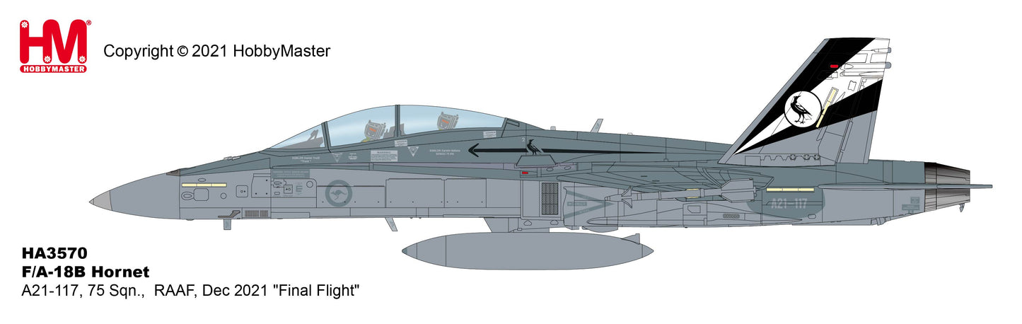1/72 F/A-18B Hornet A21-117 75 Sqn. RAAF Dec 2021 "Final Flight"