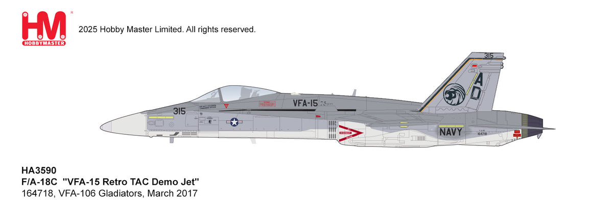 1/72 F/A-18C "VFA-15 Retro TAC Demo Jet" 164718 VFA-106 Gladiators March 2017