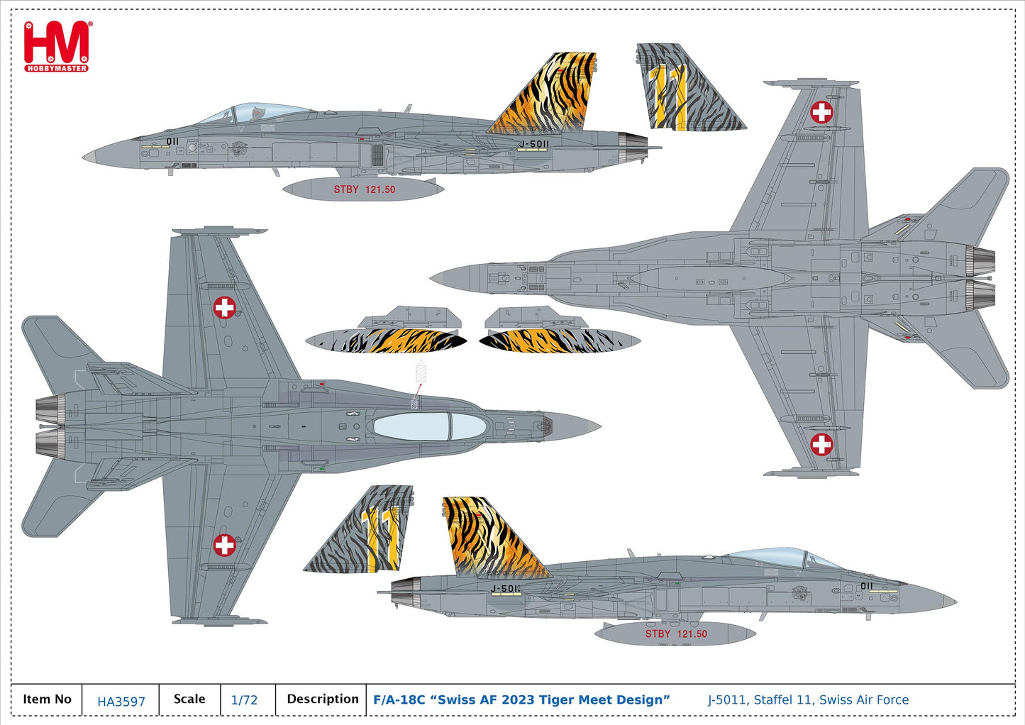 1/72Â F/A-18C "Swiss AF 2003 Tiger Meet" J-5011 Staffel 11 Swiss Air Force