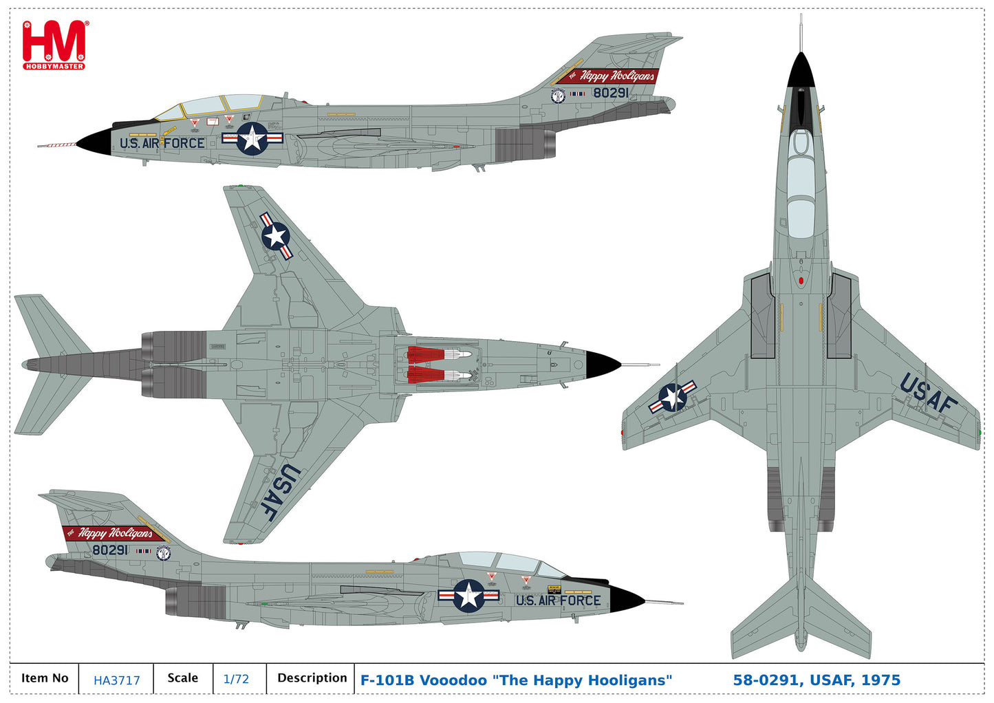 1/72 F-101B Vooodoo "The Happy Hooligans" 58-0291 USAF 1975