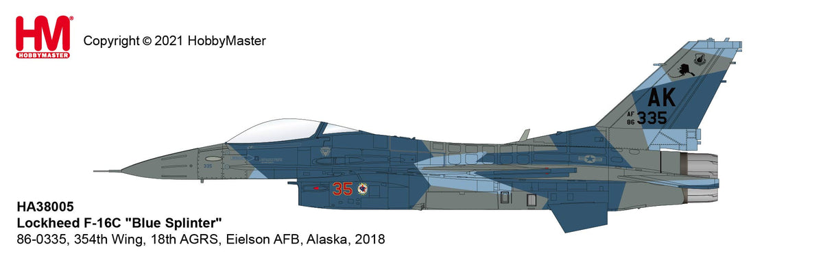 1/72 F-16C "Blue Splinter" 86-0335 354th Wing 18th AGRS Eielson AFB Alaska 2018
