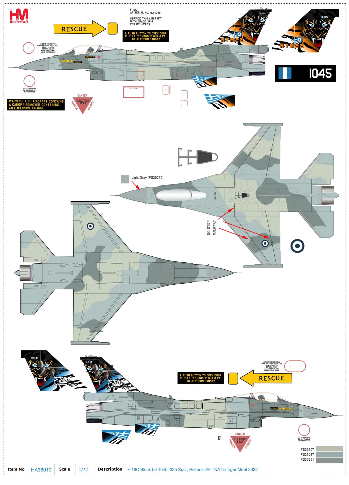 1/72 F-16C Block 50M 1045 335 Sqn. Hellenic AF "NATO Tiger Meet 2022"