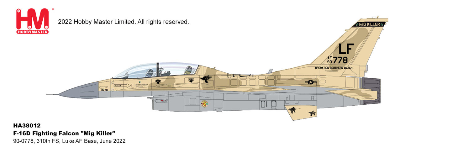 1/72 F-16D Fighting Falcon “MiG Killer� 90-0778 310th FS Luke AF Base June 2022