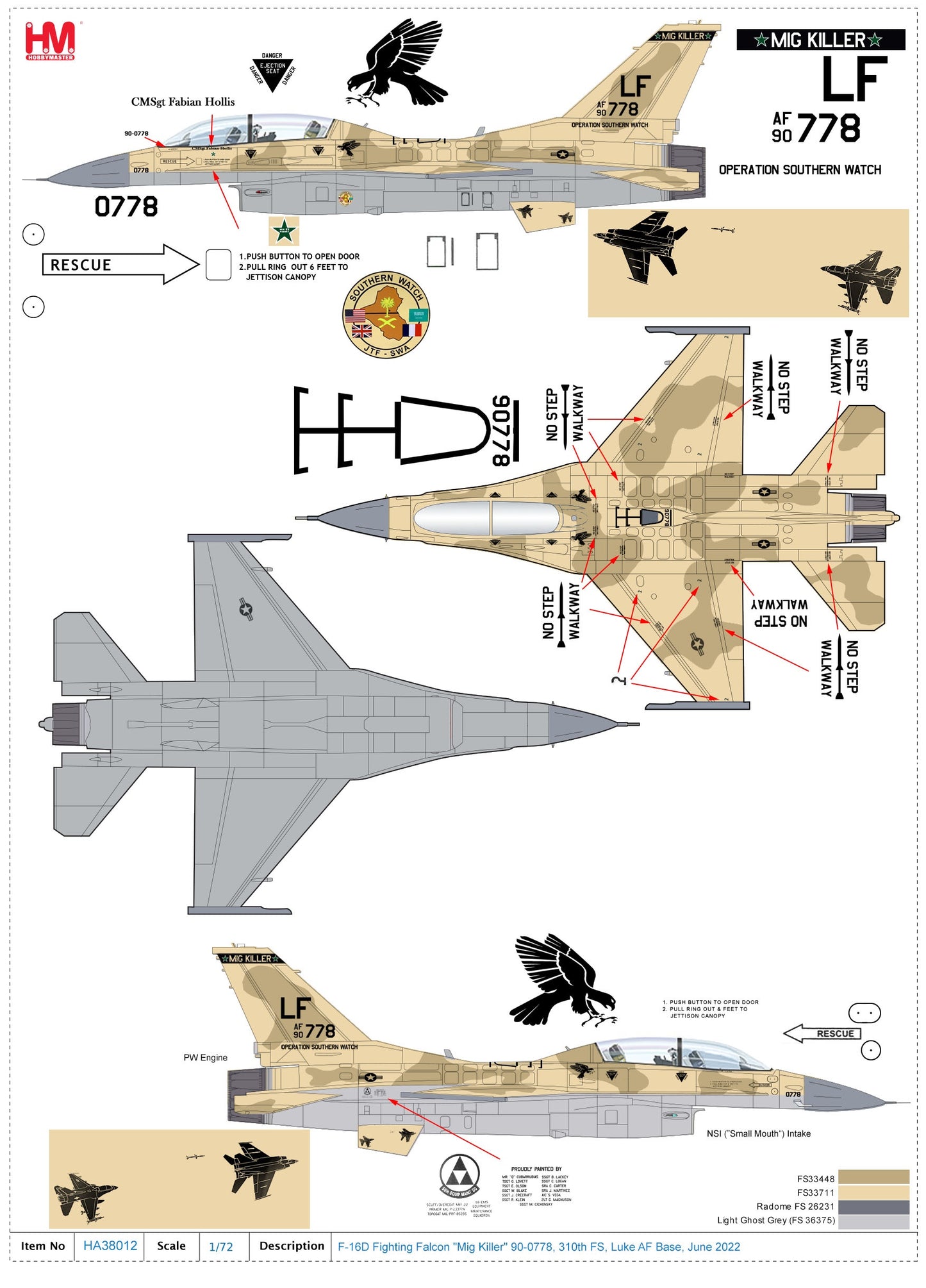 1/72 F-16D Fighting Falcon “MiG Killer� 90-0778 310th FS Luke AF Base June 2022